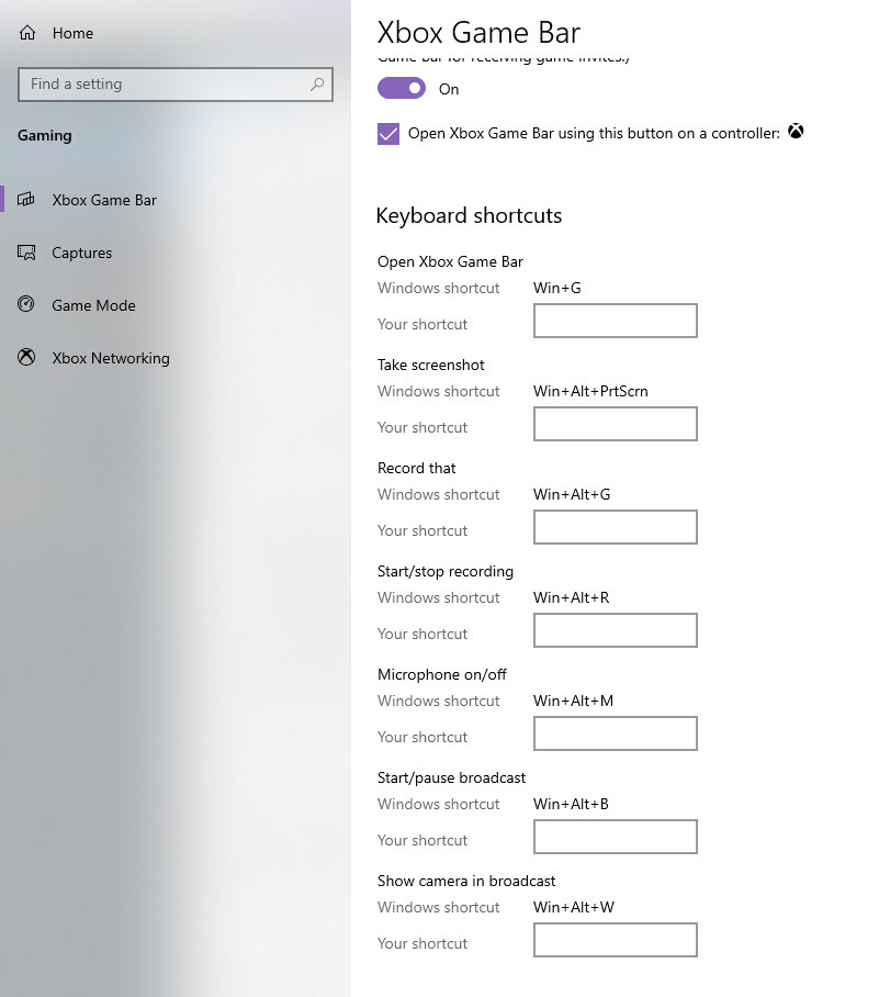 Come modificare le impostazioni di registrazione della barra di gioco Xbox per le scorciatoie da tastiera