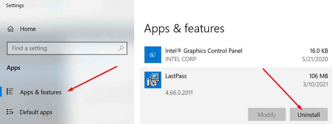 odinstaluj Lastpass Windows 10