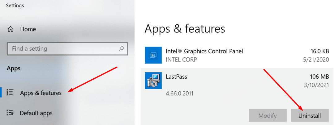 ถอนการติดตั้ง Lastpass windows 10