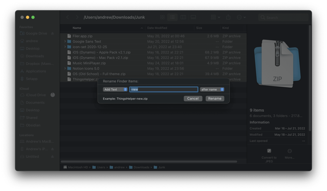 Kaip paketiniu būdu pervardyti failus „Mac“ naudojant „Finder“ - 2