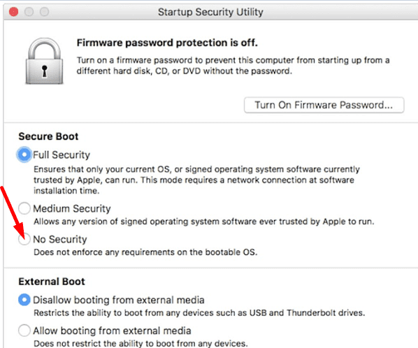 Startup-Security-ยูทิลิตี้-mac