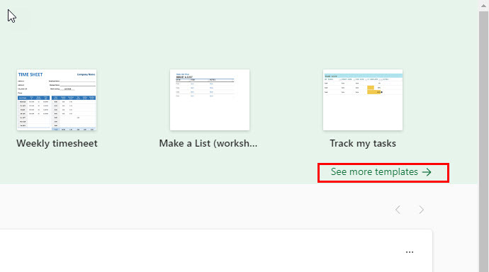 Excel 웹에서 더 많은 템플릿 보기