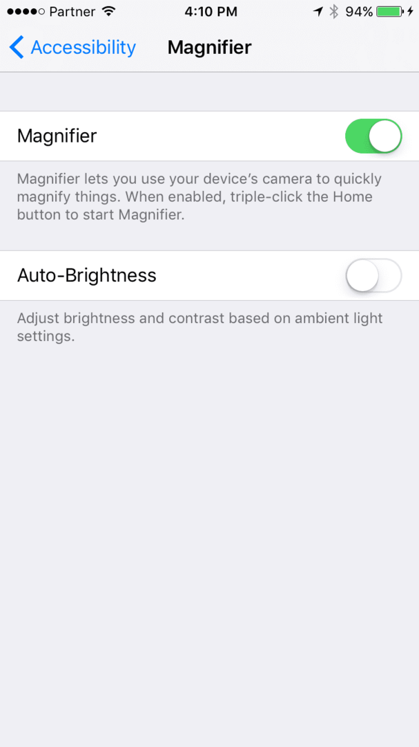 IOS 10 मैग्नीफाइंग ग्लास फीचर को सक्षम करना