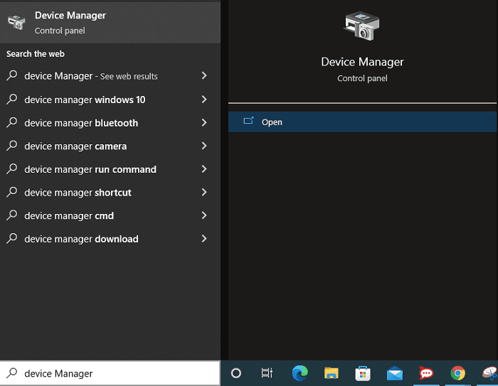 Åpne Enhetsbehandling fra Windows-søk