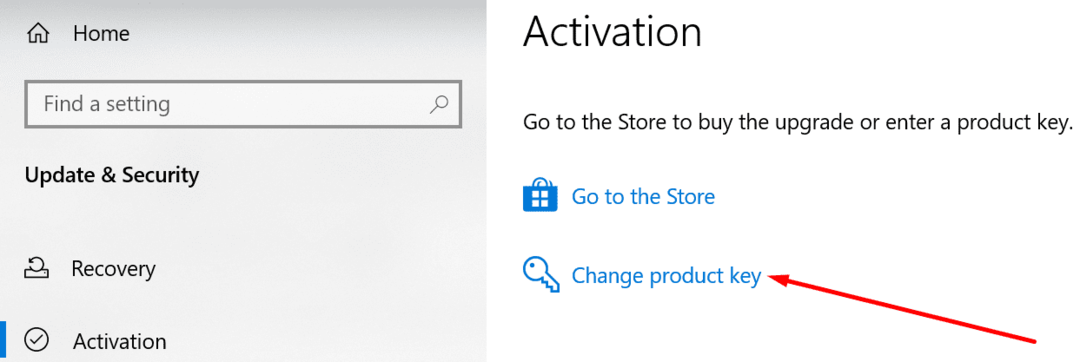 clé de produit de changement d'activation de windows 10