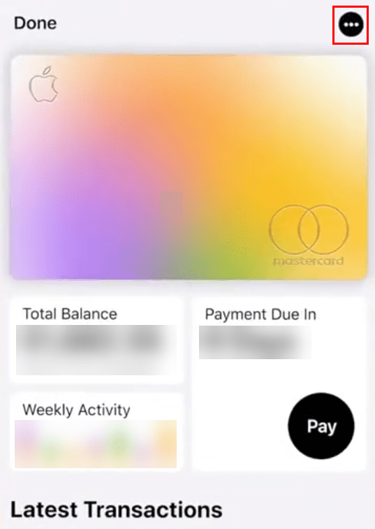 Klepnite na ponuku 3 bodky v hornej časti Apple Card