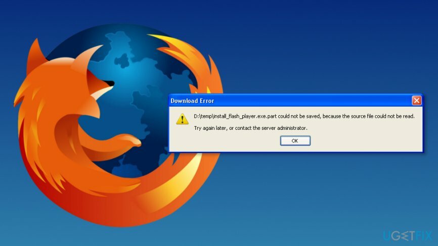 خطأ " تعذر قراءة ملف المصدر" على Firefox