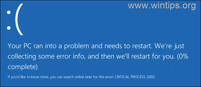 CRITICAL PROCESS DIED bsod грешка windows 10