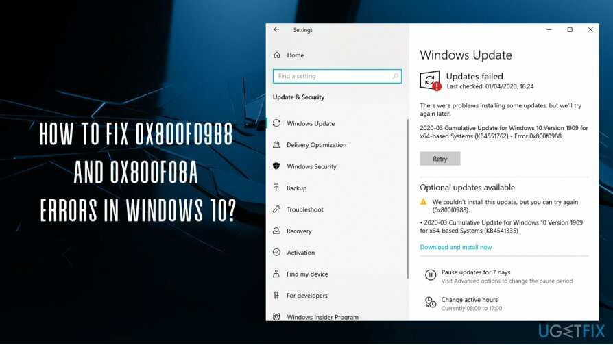 Jak naprawić błędy 0x800f0988 i 0x800f08a w systemie Windows 10?