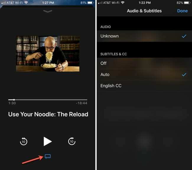 Шоу и субтитры из приложения Apple TV Remote