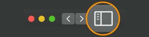 Tlačidlo bočného panela Safari na Macu s macOS