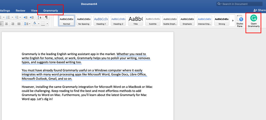 Grammatilised elemendid rakenduses Microsoft Word for Mac