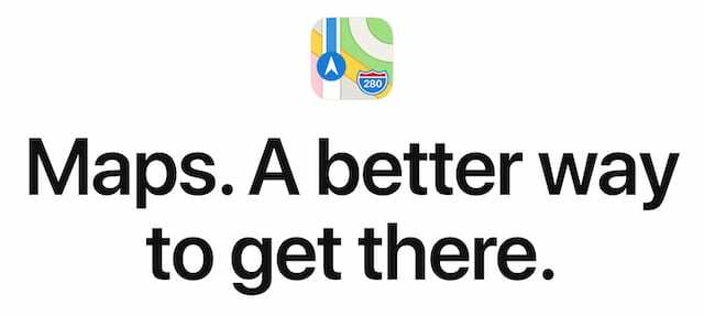 Apple Maps-Logo und -Slogan.