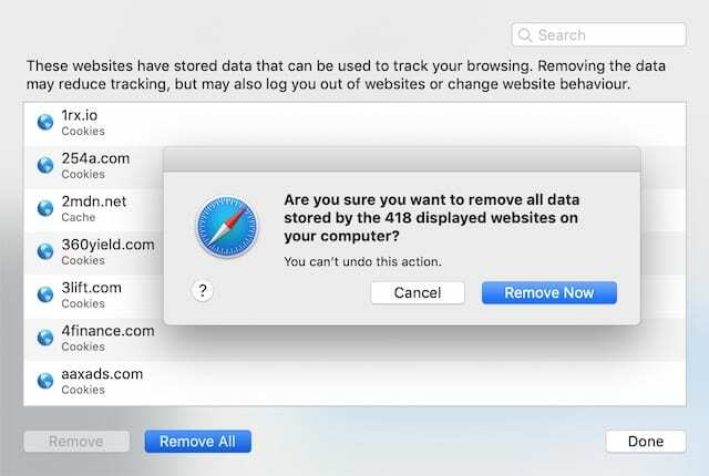 Websitegegevens verwijderen uit Safari
