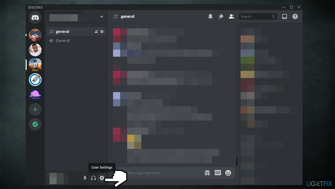 Accesați Setările utilizatorului Discord