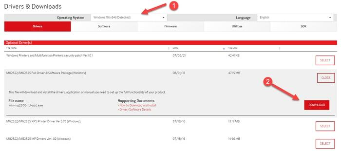 OS के लिए PIXMA MG2522 प्रिंटर ड्राइवर डाउनलोड करें