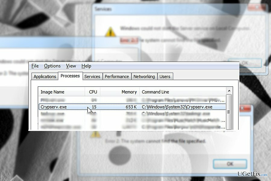 รูปภาพแสดงไฟล์ crypserv.exe