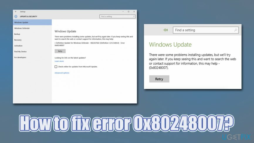 תקן שגיאה 0x80248007 ב-Windows