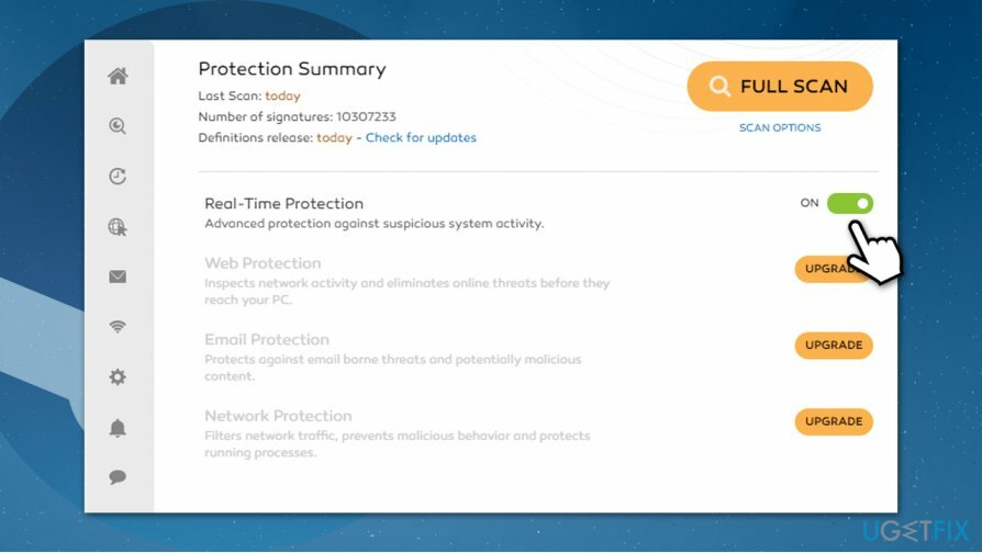 Désactiver la protection antivirus en temps réel