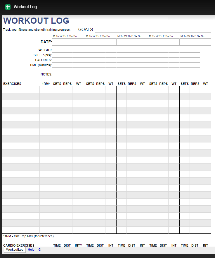 Modèle de journal d'entraînement