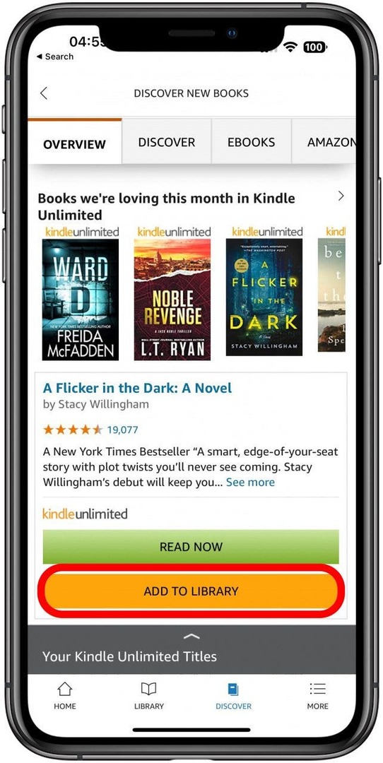 Tippen Sie auf Zur Bibliothek hinzufügen Kindle Unlimited