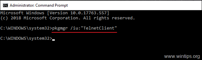 Activați comanda Telnet Client în Windows 10 