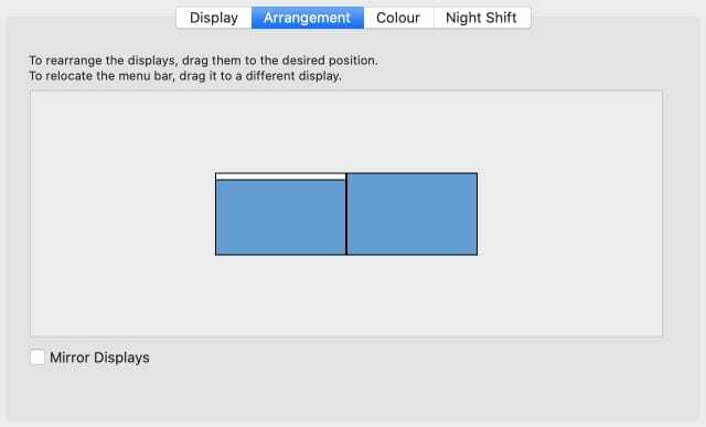 Préférences système MacBook avec options de disposition des moniteurs externes