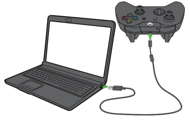 Conecte uma extremidade do cabo USB ao slot USB superior do controlador