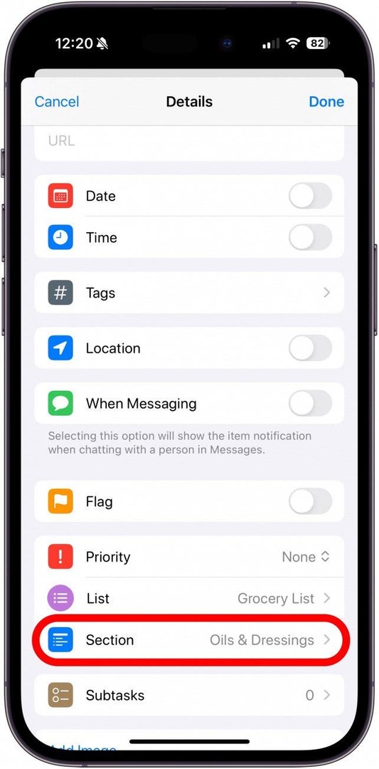 lista de cumpărături ios 17