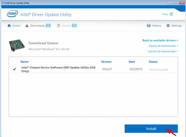 Installation de l'utilitaire de mise à jour des pilotes Intel®