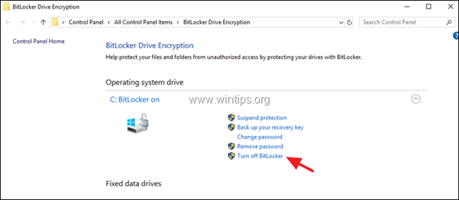 criptografia de desligamento de bitlocker