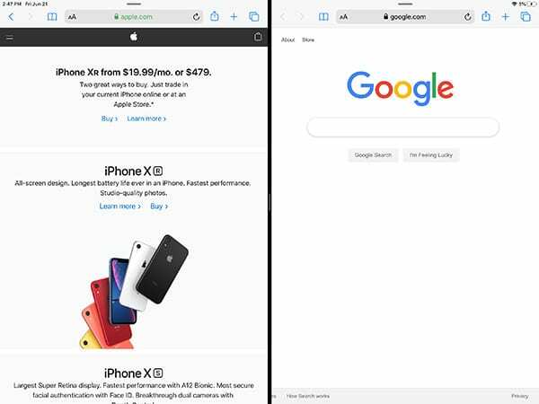 iPadOS-i multitegumtöötlus – mitu eksemplari