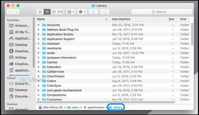 Kaip parodyti savo vartotojo biblioteką „MacOS High Sierra“ ir „Sierra“.