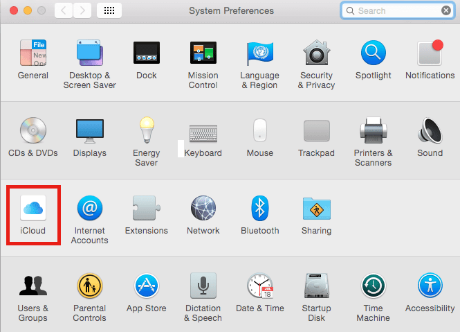 הגדרות iCloud mac