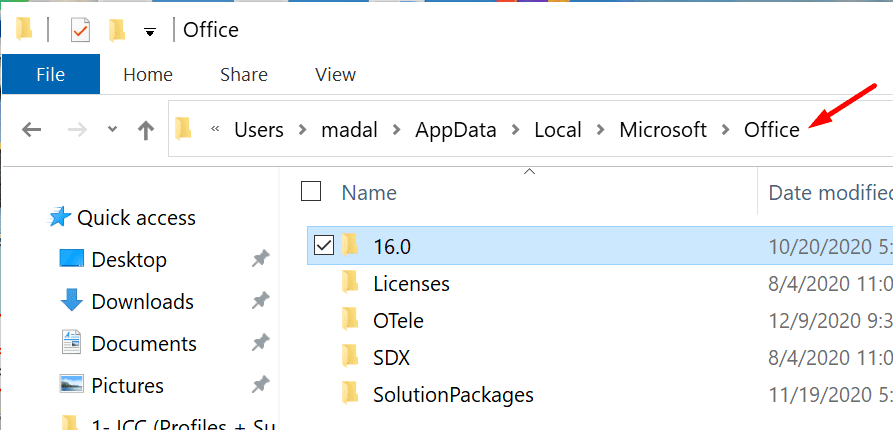 τοπικός φάκελος του microsoft office