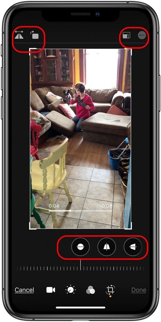 iOS 13 ვიდეოების როტაცია