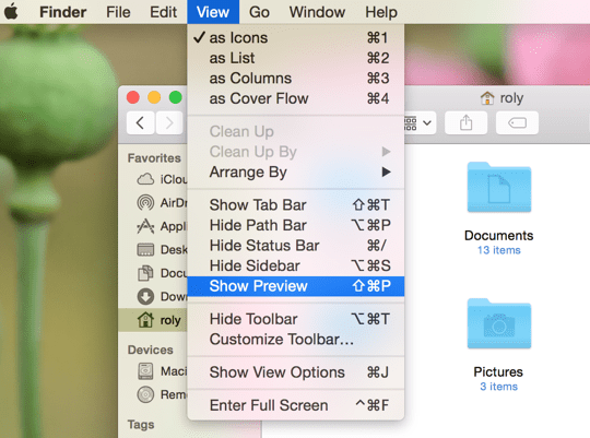 2 - Finder View Menu