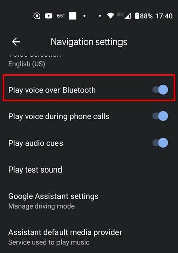 ხმის დაკვრა Bluetooth Google Maps-ით