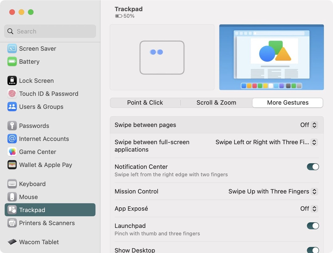 Prispôsobte si gestá trackpadu v systéme macOS Ventura - 3