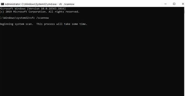 Execute scannow usando Prompt de Comando