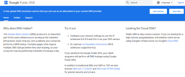 Server DNS společnosti Google