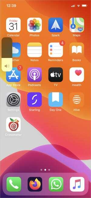 iPhone-startscherm met mediavolume