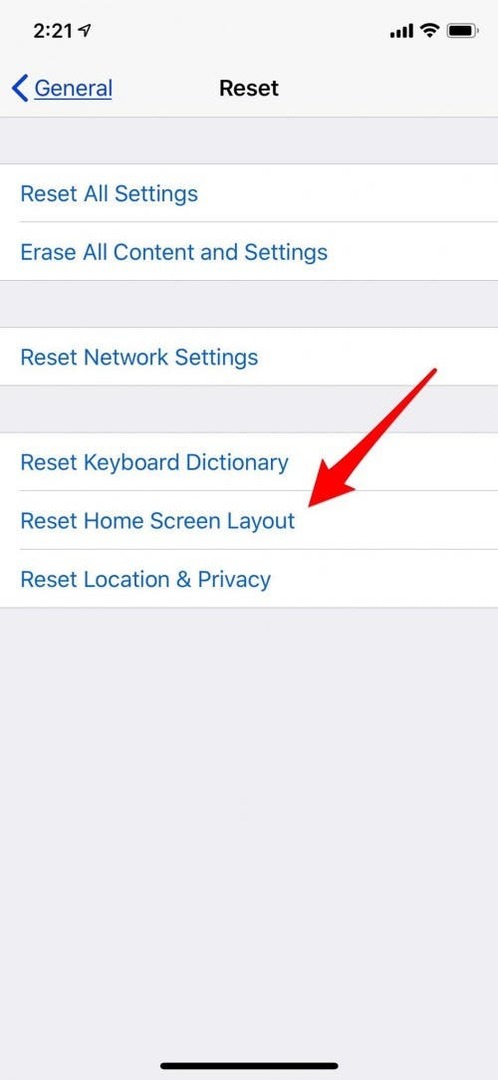 होम स्क्रीन लेआउट रीसेट करें iPhone