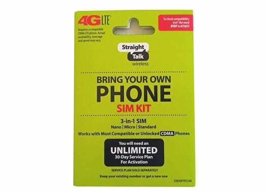 Straight Talk Verizon 4G LTE 3G CDMA Traga seu próprio kit de ativação do telefone