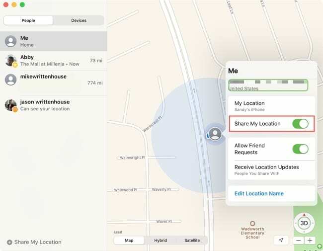 Bendrinkite mano vietą programoje „Find My“.