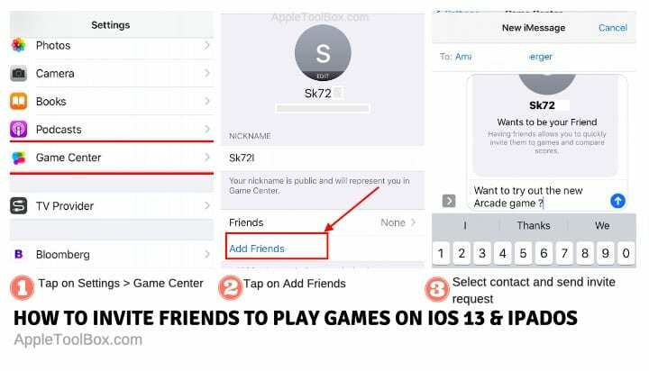 მოიწვიე მეგობრები Apple Arcade-ში თამაშის ცენტრის გამოყენებით iOS 13-ზე და iPadOS-ზე