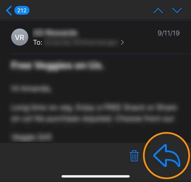 tombol balas di aplikasi Mail iOS 13 dan iPadOS