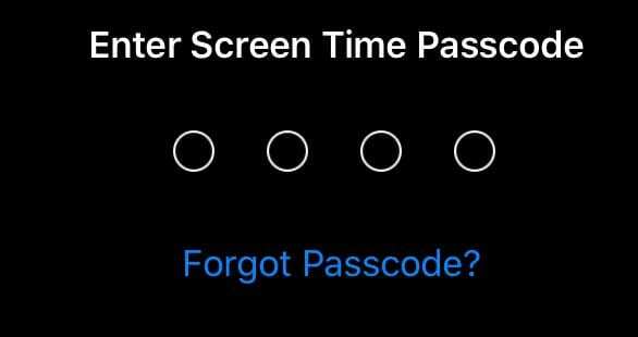 재설정할 화면 시간 암호 Apple ID 옵션을 잊어버렸습니다.