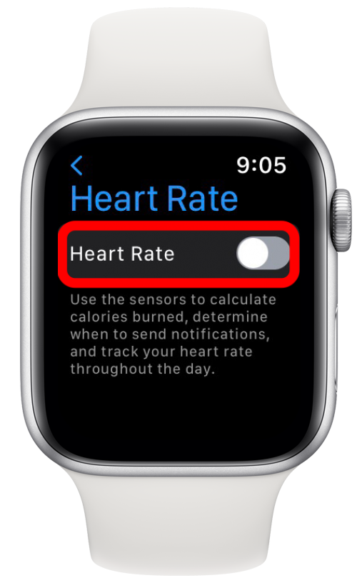 Tocca l'interruttore per attivare o disattivare il monitoraggio della frequenza cardiaca.