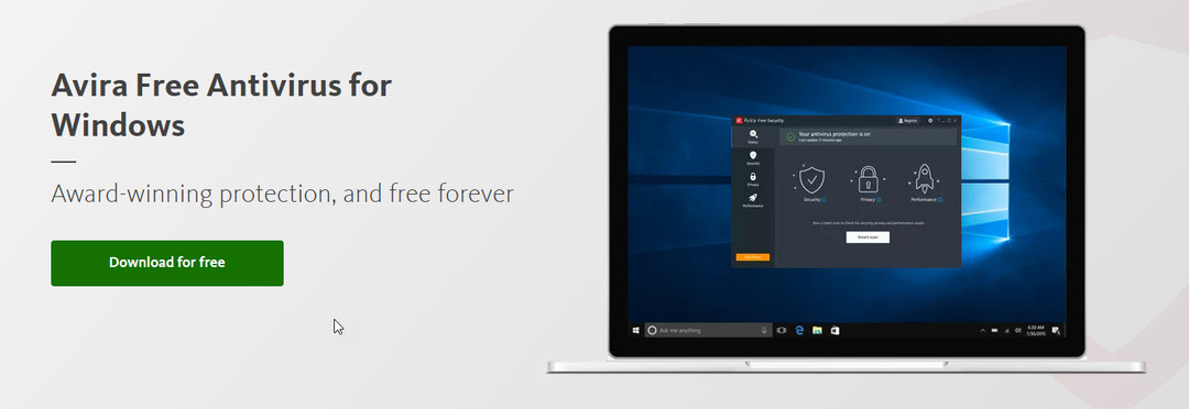 Parim tasuta viirusetõrje Windows 11 jaoks Avira Free Antivirus for Windows